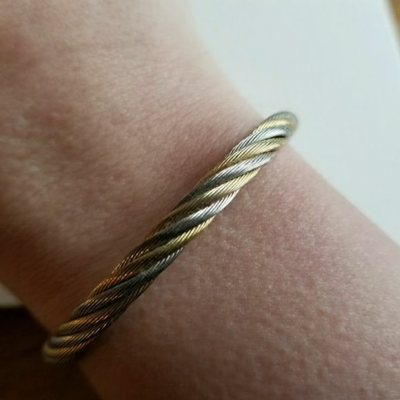 Relisted - Twist bracelet gold silver tone rope cuff - Picture 4 of 4